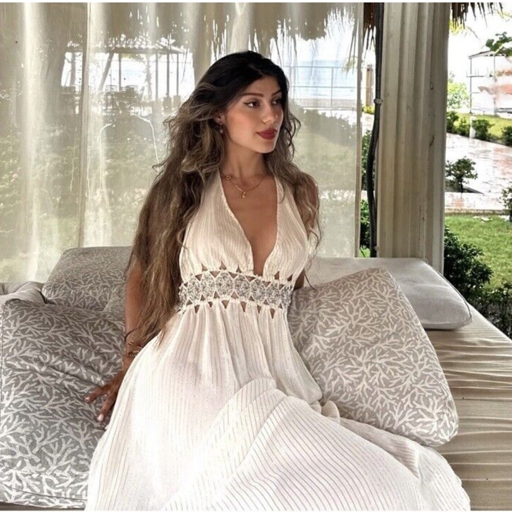 Zara white halter long Dress Limited Edition NWT